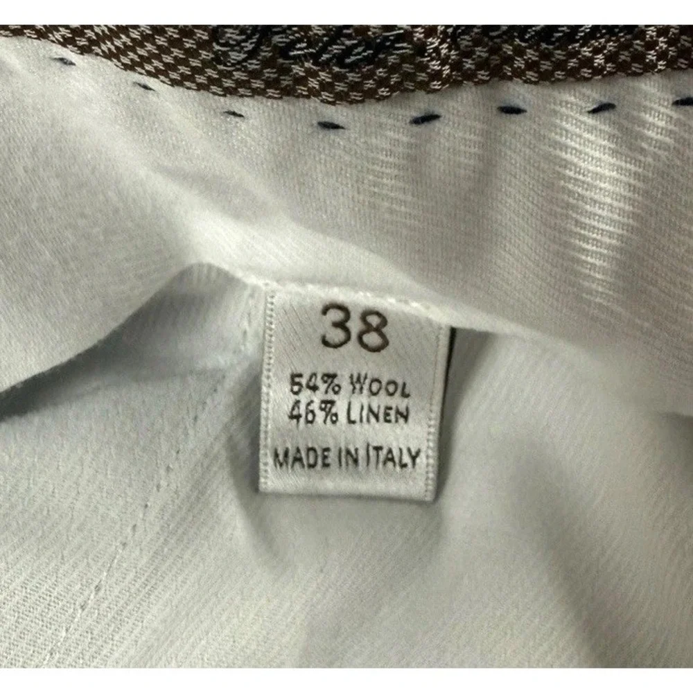 PETER MILLAR Dress Pants Mens 36x30 Gray Wool Linen Flat Front Made Italy